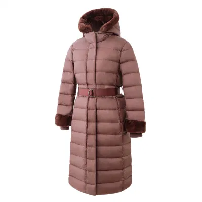 Классическая модная куртка, женская зимняя куртка из настоящего пухового пальто/популярная верхняя одежда с капюшоном из мягкого искусственного меха с поясом, ветрозащитная манжета на рукаве
